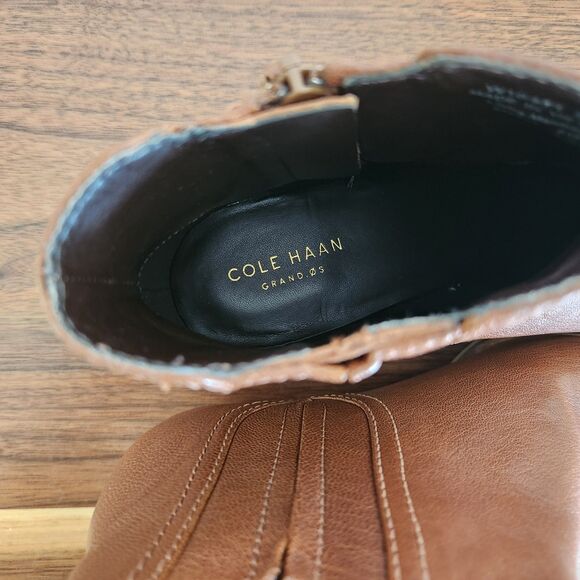 Cole Haan Grand OS Tan Leather Hadlyn Zip Ankle Boots Bootie 6.5 - Picture 8 of 10